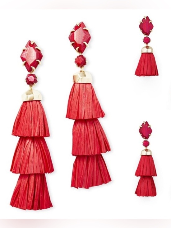 Kendra Scott Jewelry - Kendra Scott Denise Gold Statement Earrings in Red Mother Of Pearl - 3 In 1!